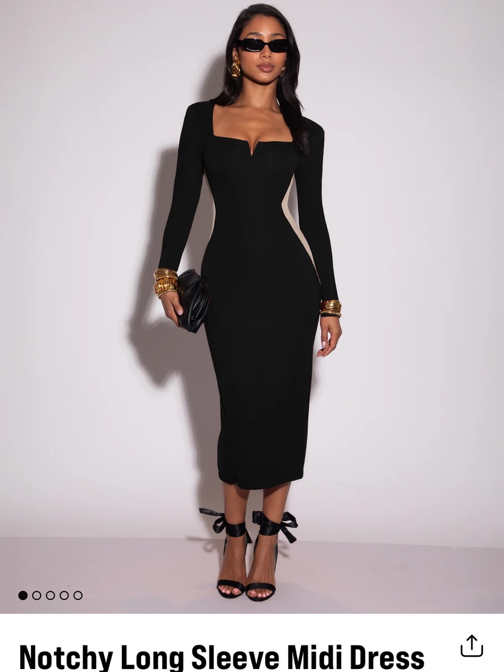 Notchy long  sleeve mini dress